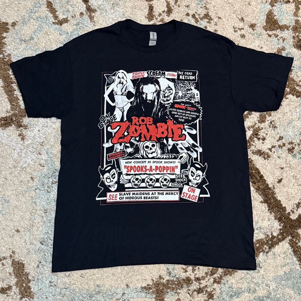 Rob Zombie Spooks A Poppin Shirt Size Large Metal Band Tee Industrial Groove